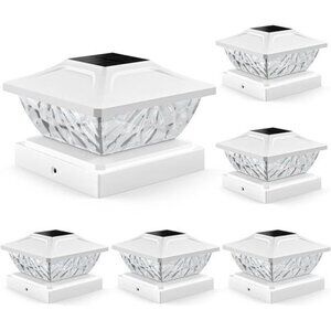Solar Post Cap Lights 6 Pack, 2 Mode Bright Solar Post Lights Waterproof Fence